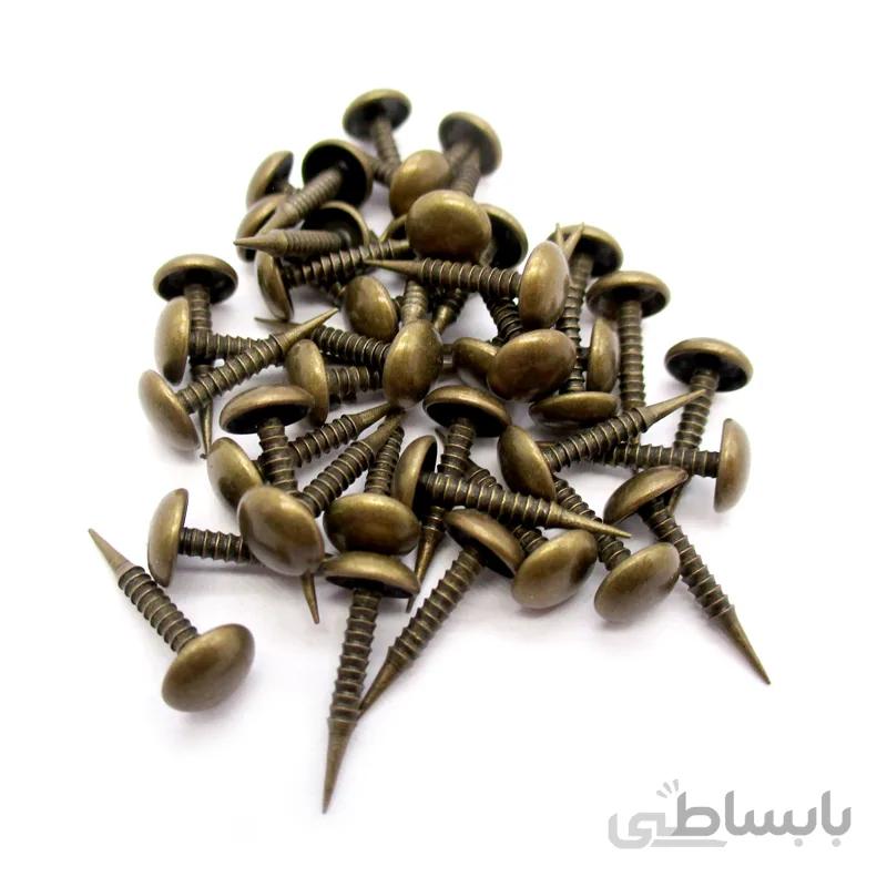 گل میخ ریز عاج دار زیتونی طول 14 قطر 6 میلی‌متر بسته 50 گرمی