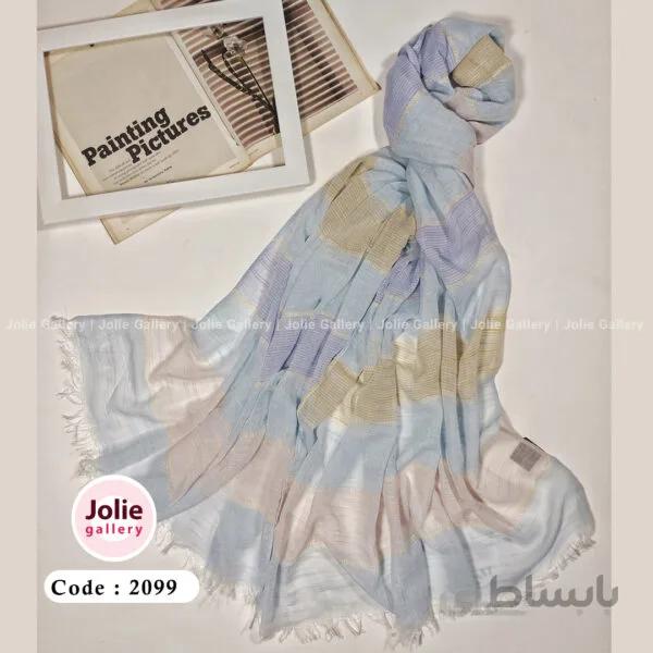 شال نخ کتان لمه دار کد 2099