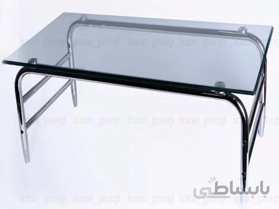 میز جلو مبلی TR40 ابکاری کروم و شیشه سفید