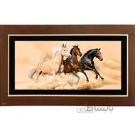 تابلو نقاشی چوبی لوتوس مدل دویدن اسب ها کد FWB-100X60-D3