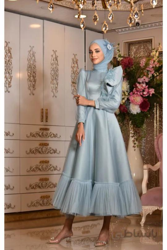 لباس عقد ساتن پردار ابی