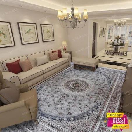فرش ماشینی زمرد مشهد طرح 50000 سیلور گل برجسته