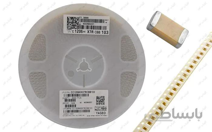 خازن 10nF – 1kv پکیج SMD1206 – رول 3000 عددی