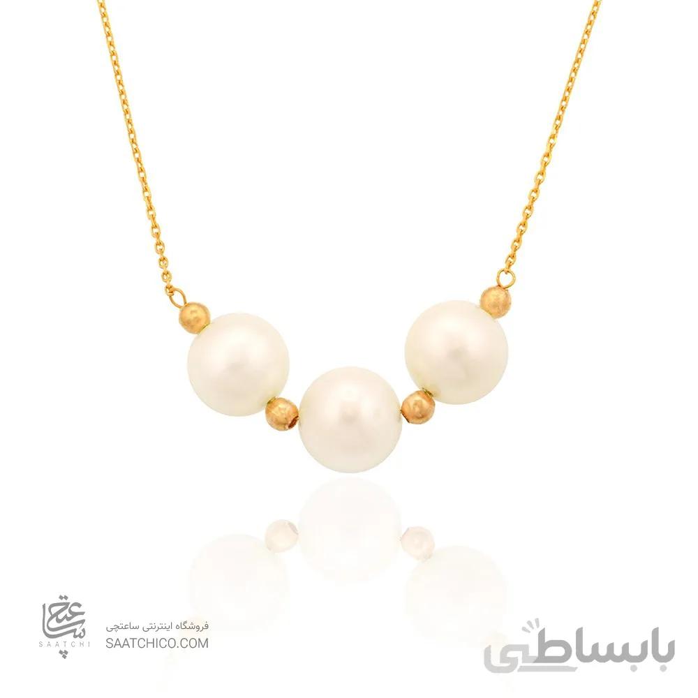 گردنبند طلا زنانه طرح مروارید و گوی کد XN107