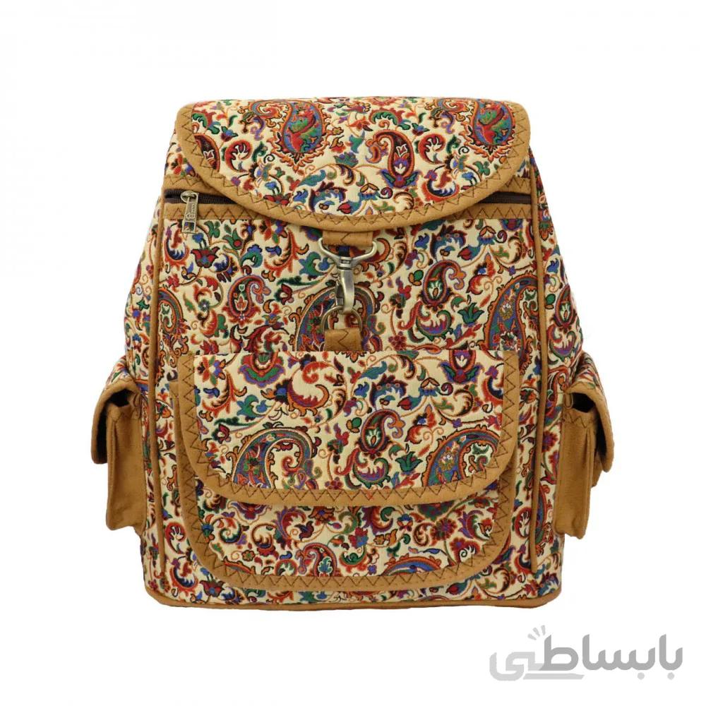 کوله پشتی زنانه سنتی کرمی عسلی