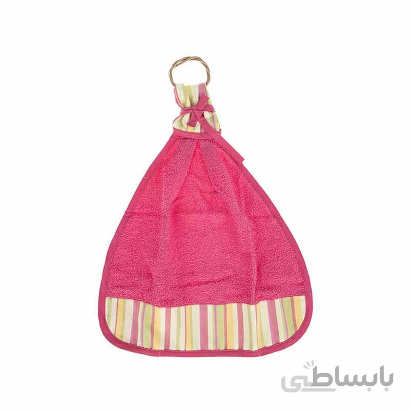 حوله آشپزخانه کتان رزين تاژ طرح اسپريد صورتی