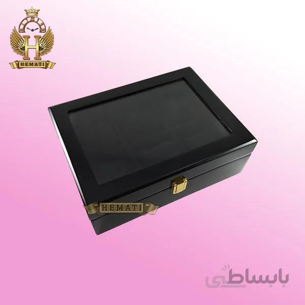 جعبه ساعت لوکس کلکسیونی چوبی ۶تایی رنگ مشکی box6103