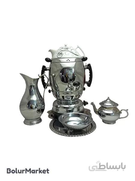 سرویس سماور طوفان ۶ لیتر پلوتون سه کاره دسته سیاه