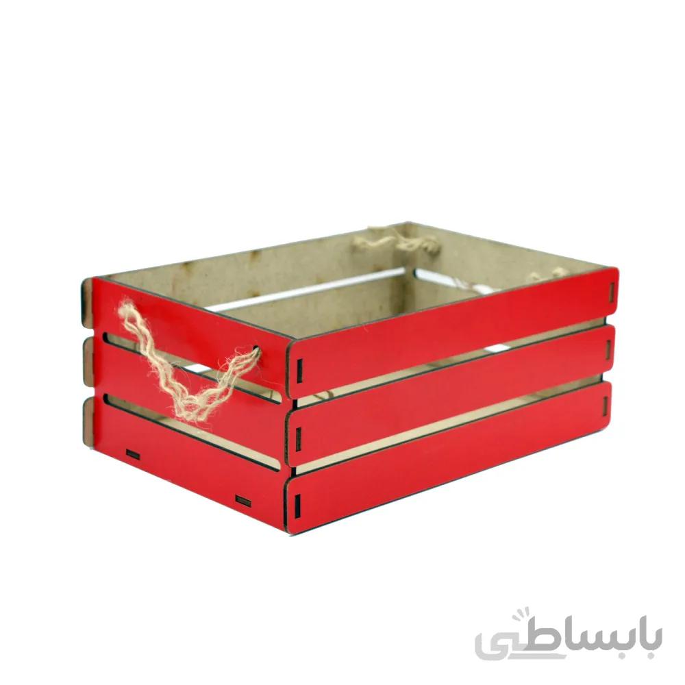 جعبه هدیه چوبی قرمز کوچک دسته دار 14*20*8