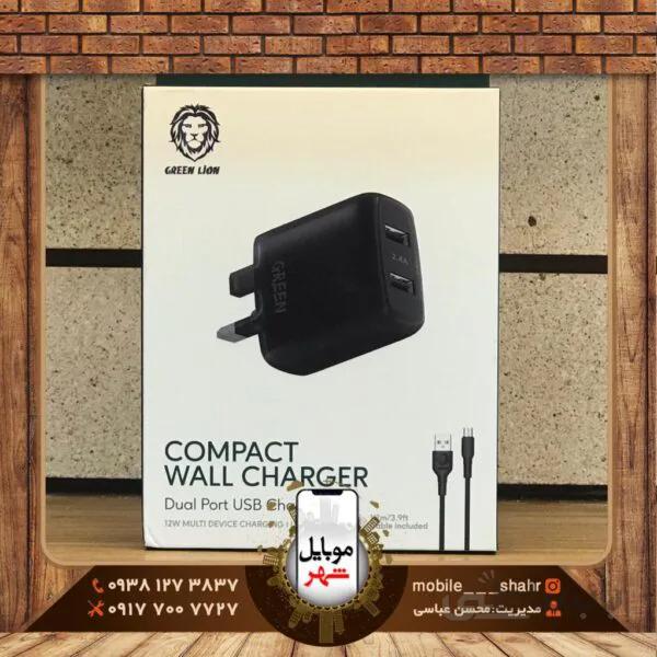 شارژر دو پورت 12 وات گرین Micro Cable طول 1.2 متر