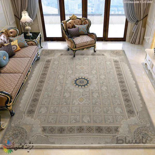 فرش طرح آیسان زمینه نقره ای 700 شانه