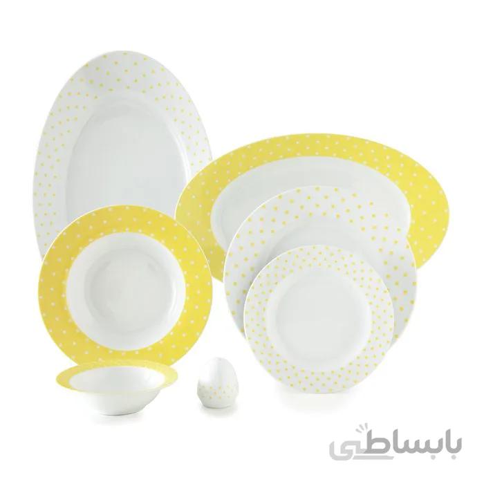 سرویس چینی زرین 6 نفره غذاخوری اسپاتی زرد (28 پارچه) ا Zarin Iran ItaliaF Spotty-Yellow 28 Pieces Porcelain Dinnerware Set