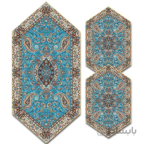 رومیزی مربع ترمه طرح سالار مشکی ابریشم کد 710 کد 410595