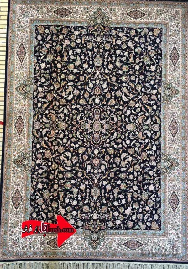نقشه افشان سرمه ای فرش کاشان 1200 شانه