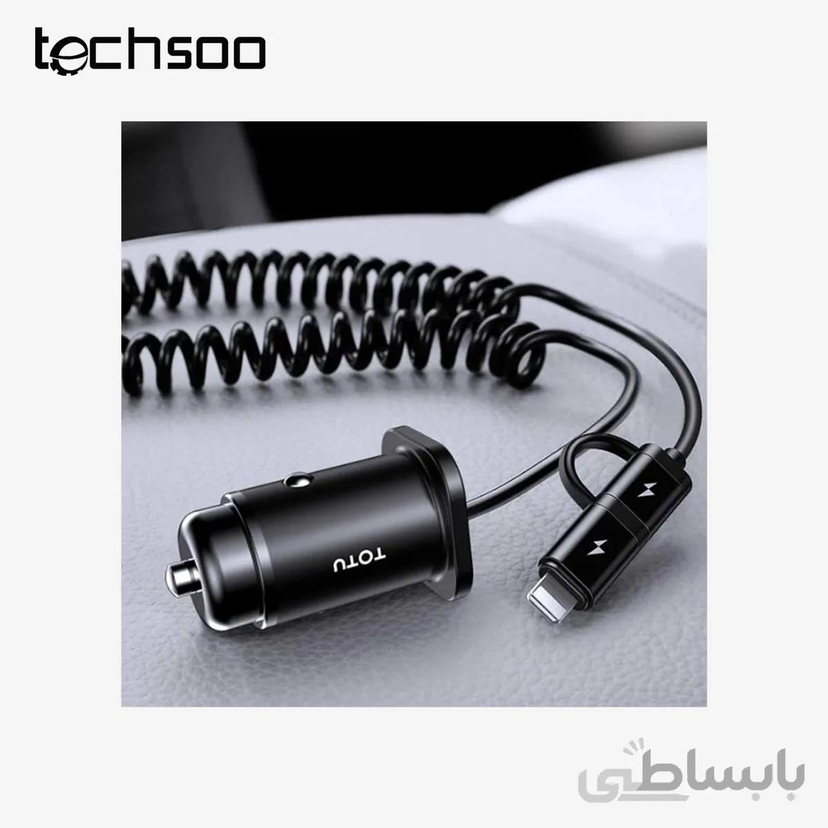 شارژر فندکی با کابل شارژ ۲ خروجی توتو TOTU Good Partner Car Charger