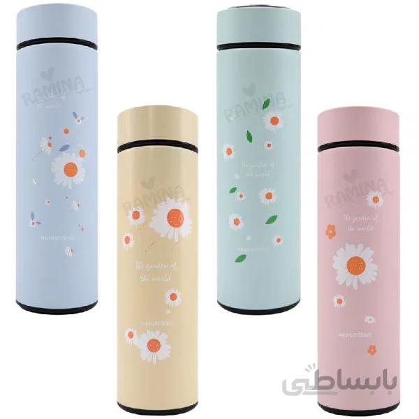 فلاسک استیل صافی دار 500 میل طرح گل مینا Youxia