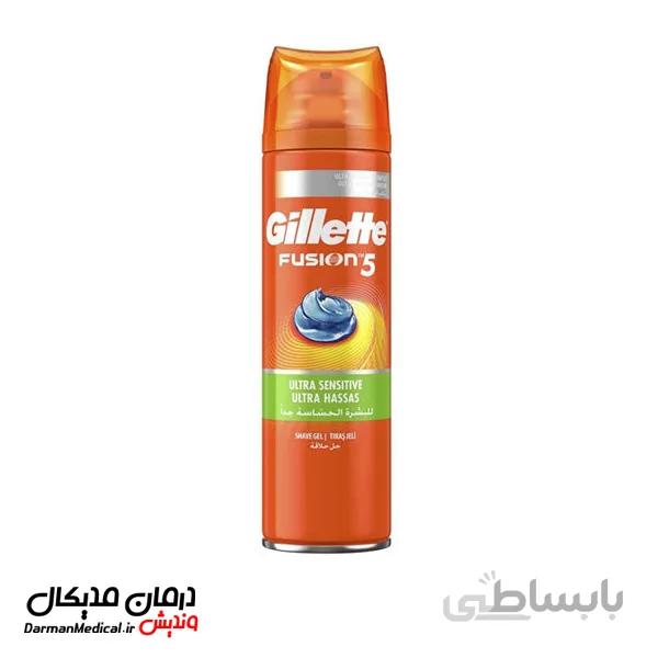 ژل اصلاح ژیلت مدل fusion 5 ultra sensitive حجم 200 میلی لیتر