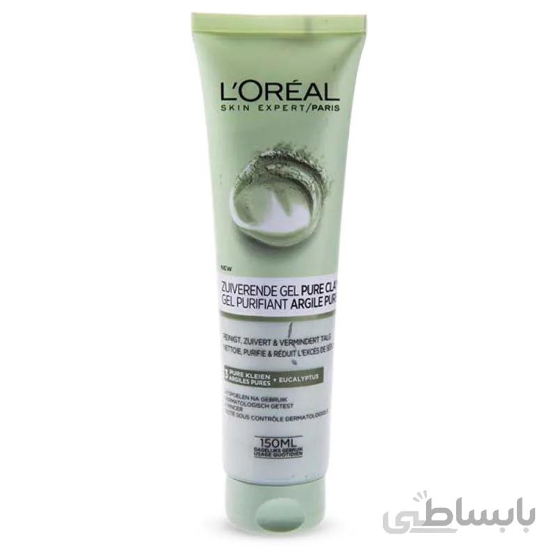 ژل شستشوی صورت لورآل مدل پاکسازی کننده حاوی عصاره اکالیپتوس حجم 150 میل ا Loreal Pure Clay Purifying Gel Wash With Eucalyptus 150ml