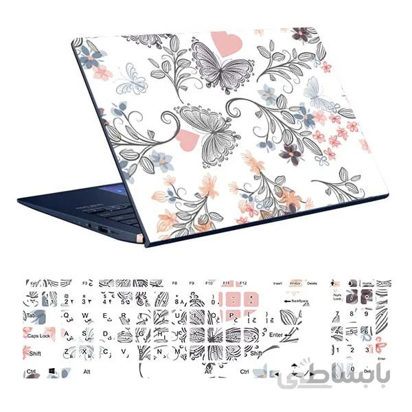 اسکین لپ تاپ طرح Flower کد ۰۸ به همراه استیکر کیبورد