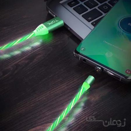 کابل شارژ مغناطیسی با سه سری تاپکی مدلAM67 طول 1 متر سبز