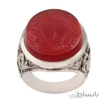 انگشتر نقره مردانه مدل رکاب دست ساز قلمه زنی سنگ عقیق سرخ کد AM_1857