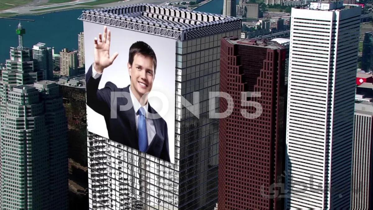 پروژه اماده افترافکت نمایش پوستر تبلیغاتی روی برج Advertising Poster On A Skyscraper