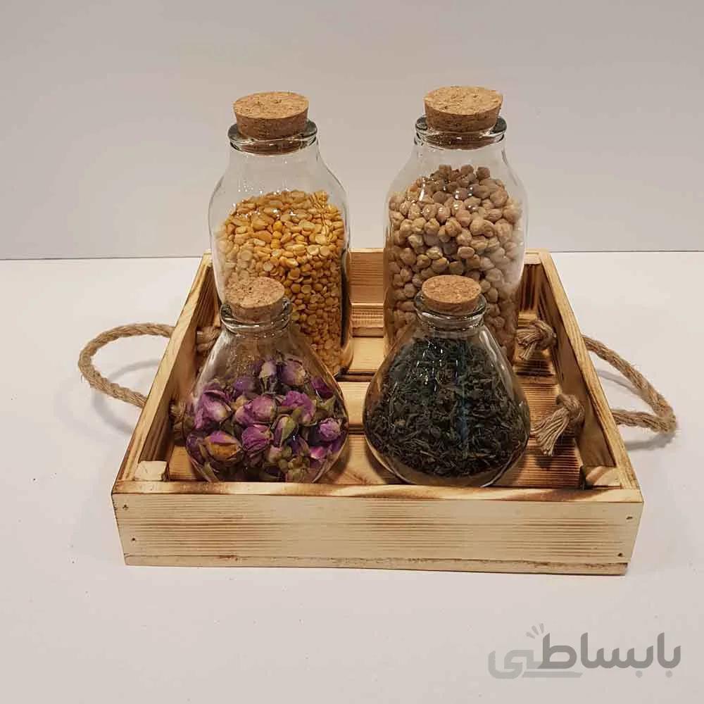 سینی دسته طنابی 25 سانتی رنگ سوخته