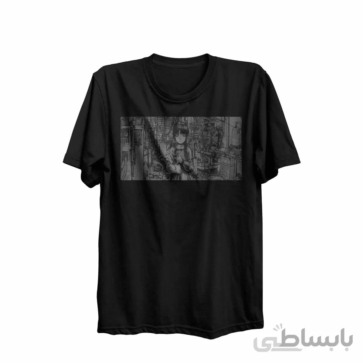 تیشرت یقه گرد مشکی طرح انیمه تجربیات سریالی لین Serial Experiments Lain کد KCT10462