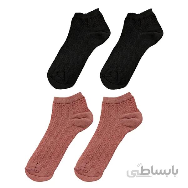 پک دو جفتی جوراب ساده طرح بافتنی زنانه تمام نخی کد PH497.10
