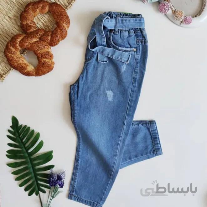 شلوار دخترانه جین مام استایل(ساده)