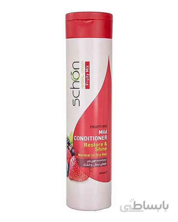 نرم کننده مناسب موهای خشک شون مدل Fruity Mix ظرفیت 400 میلی لیتر ا Schone Fruity Mix Dry Hair Conditioner 400 ml