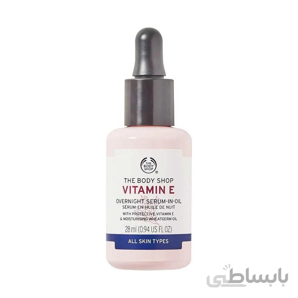 سرم پوست THE BODY SHOP حاوی ویتامین E در حجم 28میلی لیتر ا overnight serum in oil the body shop model vitamin e 28ml