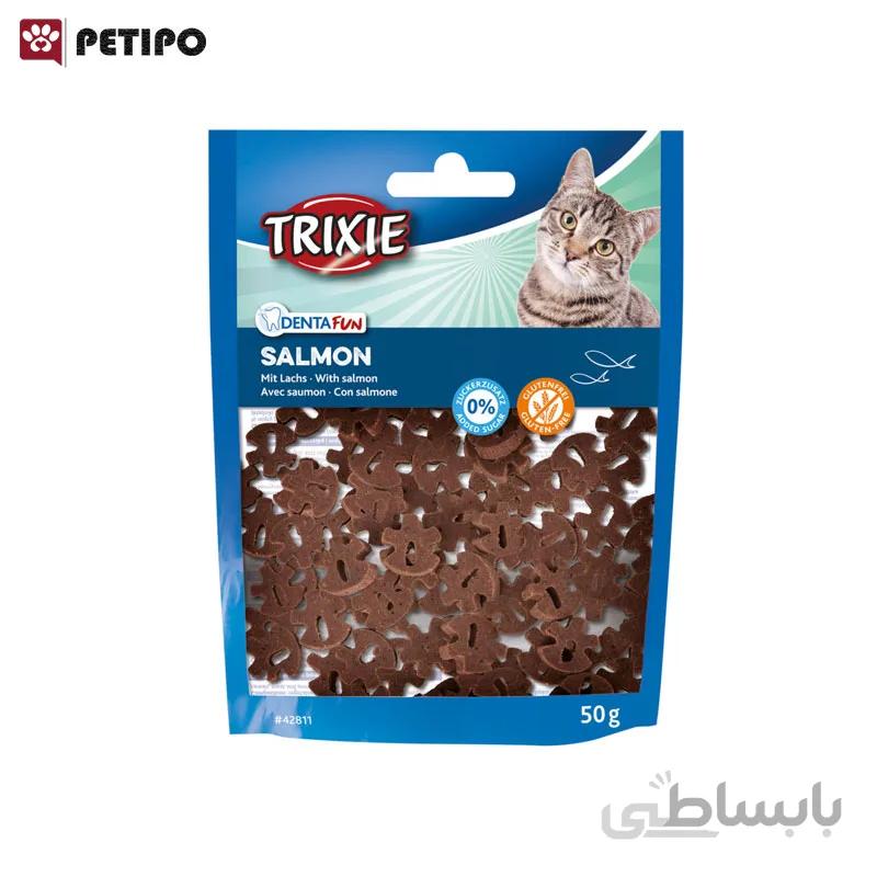 تشویقی گربه ویژه مراقبت دندان طعم ماهی تریکسی (Trixie Denta Fun Salmon) وزن 50 گرم