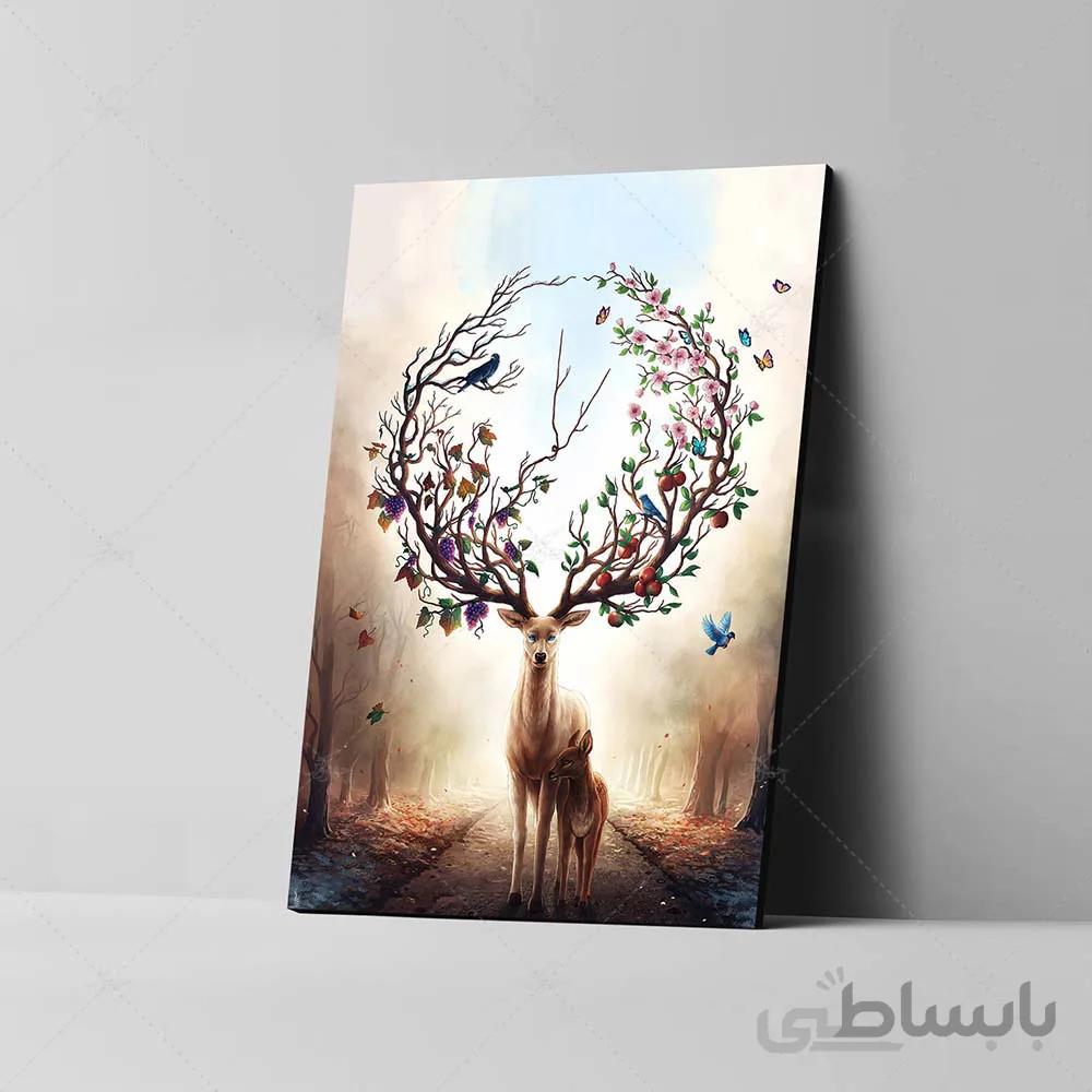 تابلو شاسی آواویز مدل گوزن در جنگل کد 4G441