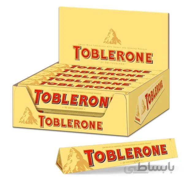شکلات شیری تابلرون همراه با عسل و مغز بادام باکس ۲۰ عددی Toblerone Milk chocolate with honey & almond hougat
