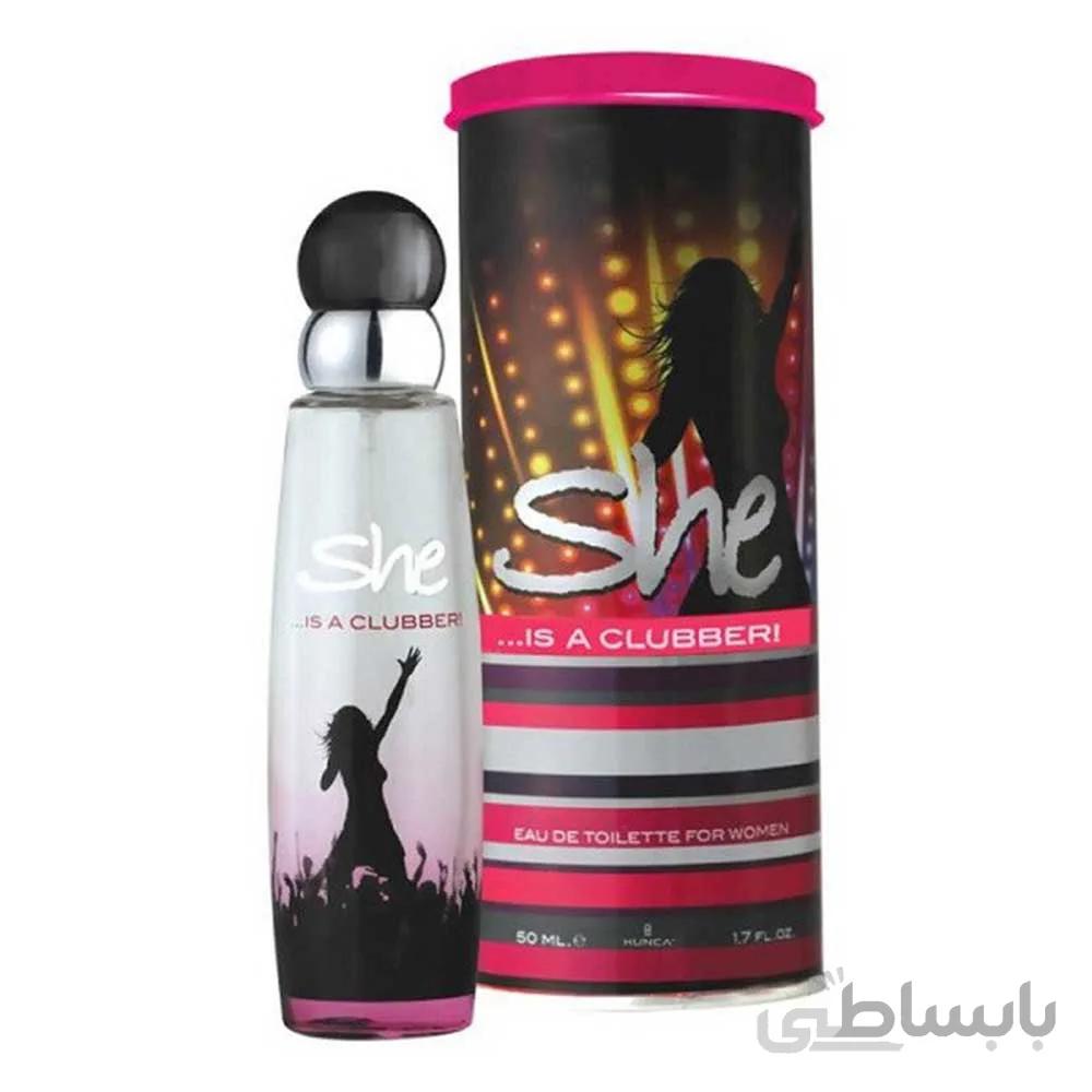 ادوتویلت زنانه شی She مدل کلابر is clubber حجم 50 میلی لیتر ا eau de toilette she for women model is a clubber 50ml