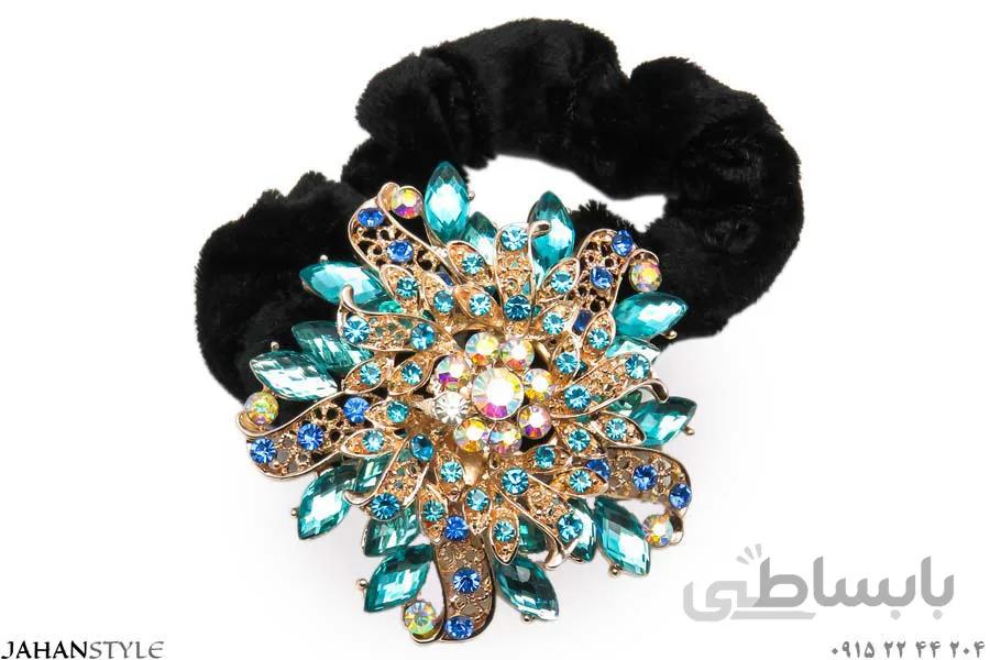 کش مو نگین دار ابی پر کار
