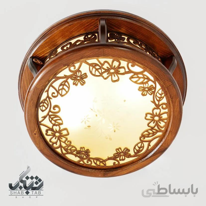 لوستر سقفی چوبی دارکار مدل فلاور کوچک کد 315 ا لوستر سقفي دارکار مدل فلاور کوچک کد 315