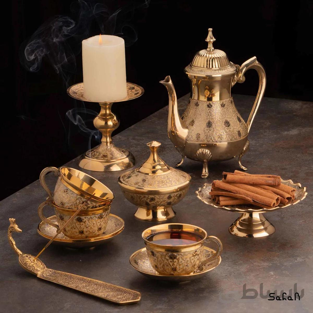 ست چای خوری برنجی میناکاری کد 043 طرح تاج