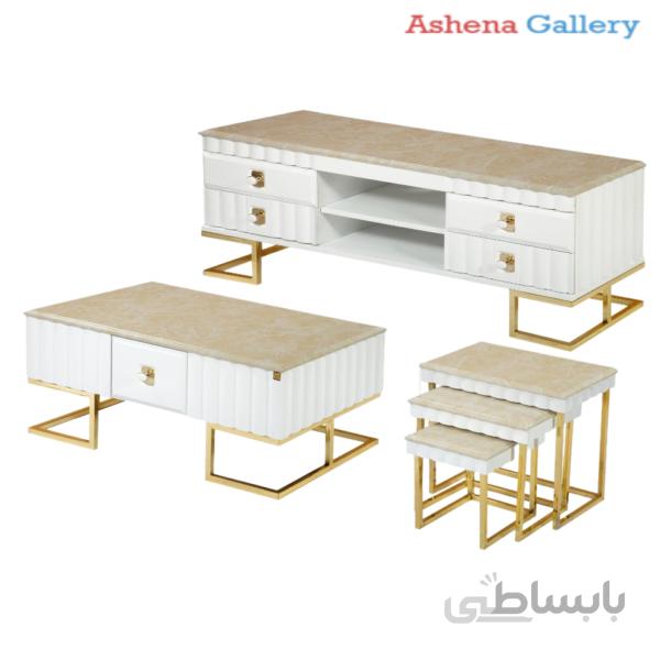 میز پذیرایی کد ۴۶۰ مجموعه ۴ عددی به همراه میز تلویزیون