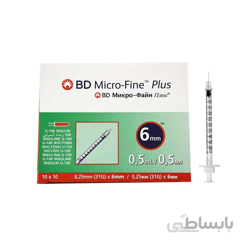 سرنگ انسولین BD سایز G31 نیم و یک واحدی