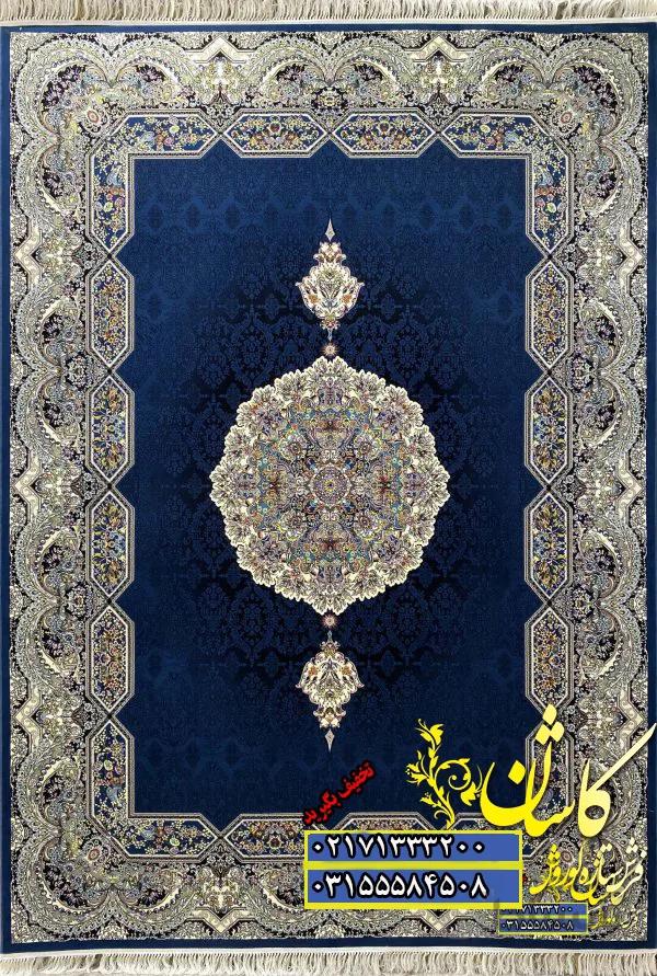 فرش کاشان 700 شانه طرح هالیدی کاربنی تراکم 2550