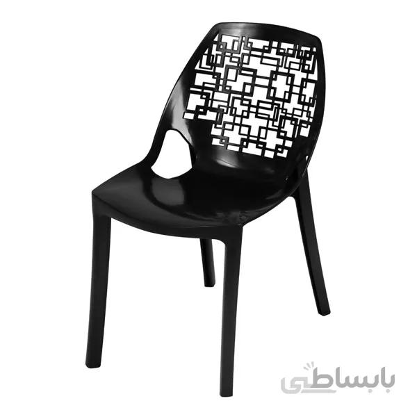 صندلی اتیلا نقش اسپیرال مربع هوم کت دسته دار سفید