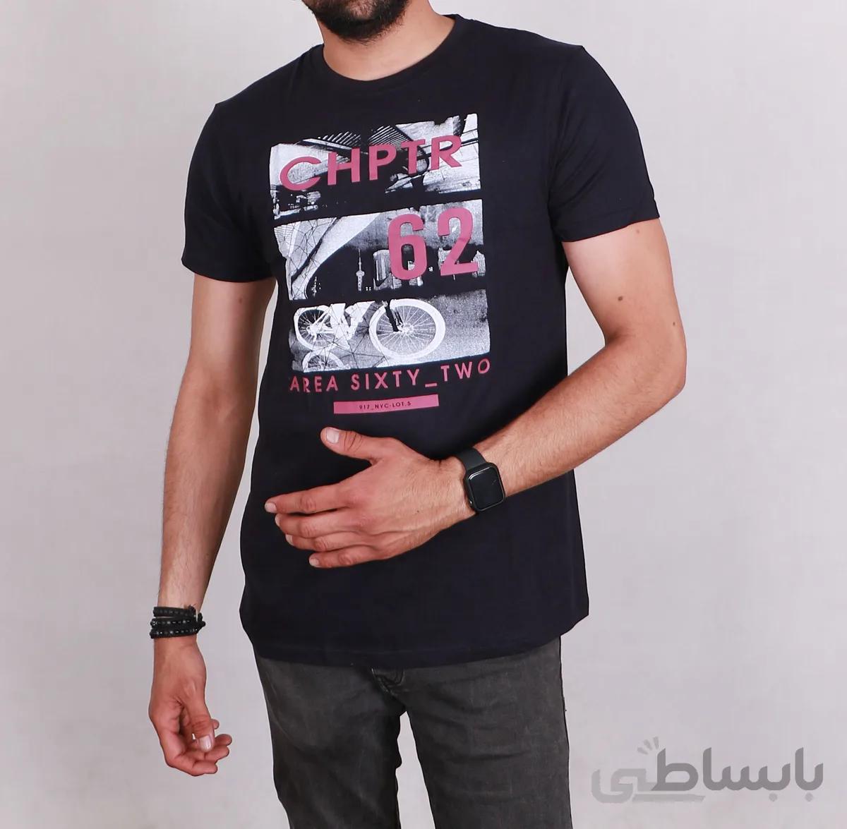 تیشرت یقه گرد مردانه سورمه ای مدل CHPTR 62