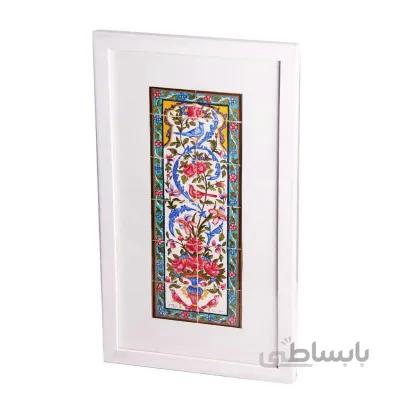 تابلو نقاشی طرح کاشی گل و مرغ
