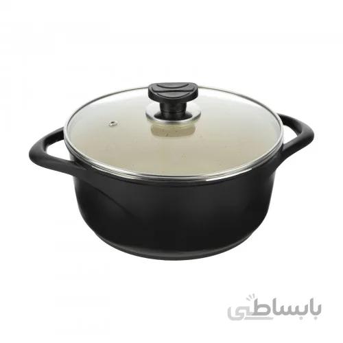 قابلمه دایکاستی چدنی گرانیتی عروس مدل ویکتوریا رنگ مشکی سایز 18 3 تا 4 نفره