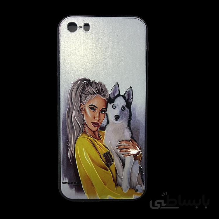 قاب طرح دار اپل 5s طرح دختر و سگ/Apple 5s