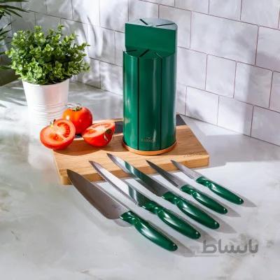 ست چاقوی آشپزخانه 6 پارچه کاراجا مدل Karaca Retro سبز