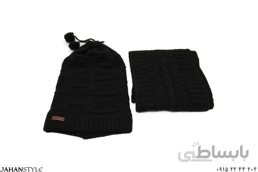 کلاه و شال گردن مشکی دخترانه