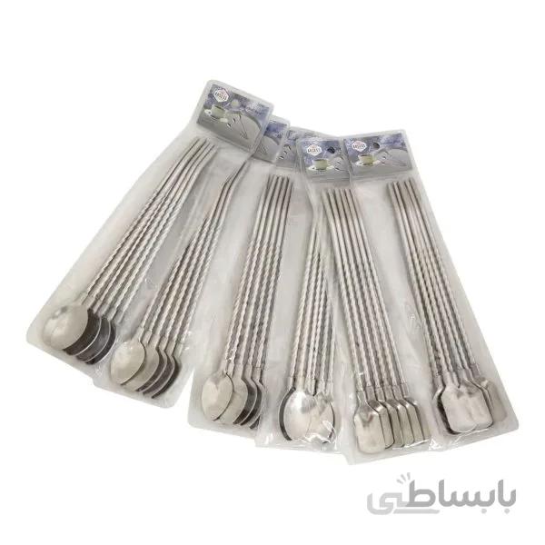 نی شربت استیل قاشق دار پیچی